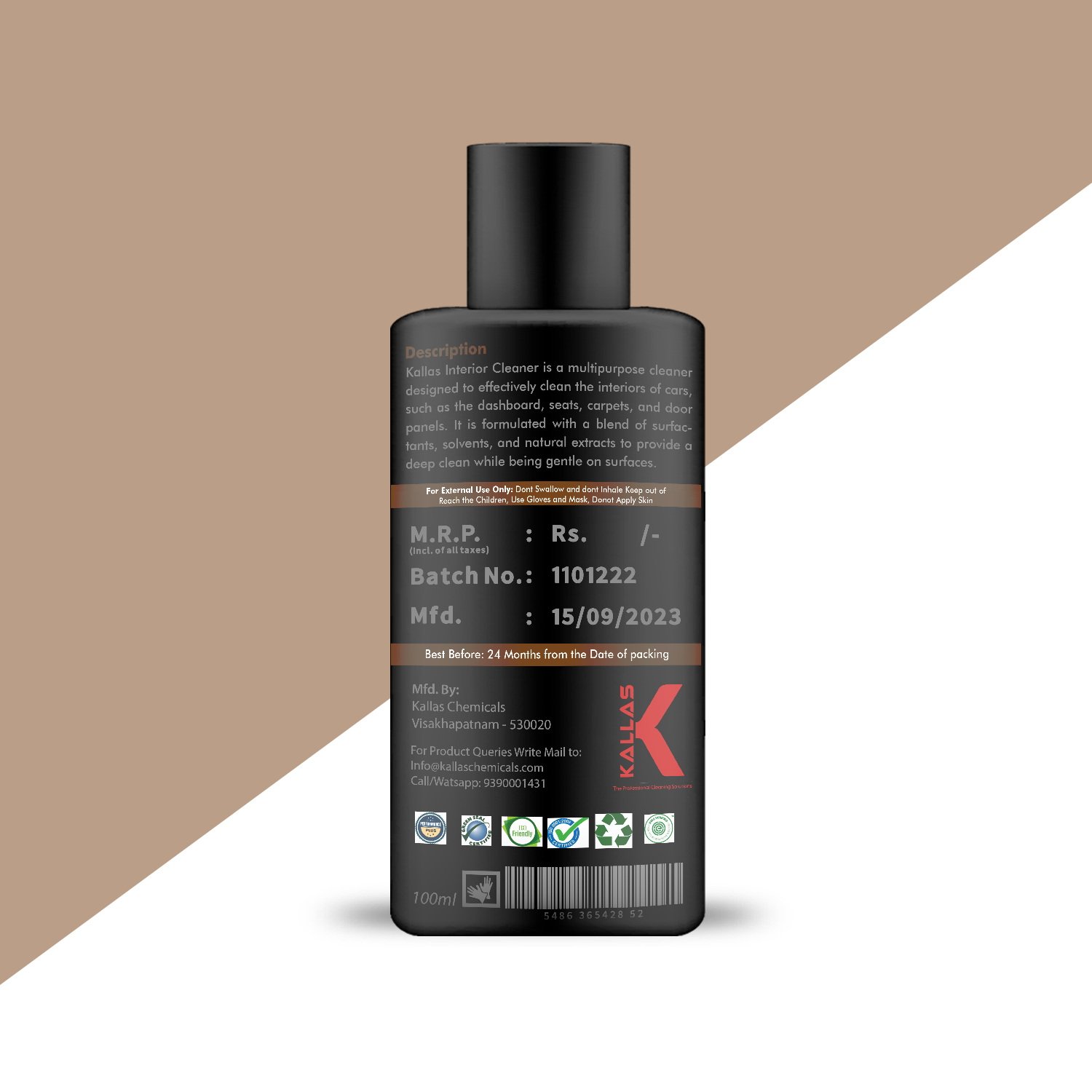 100ml-Slide-2-3 Kallas Interior Cleaner - Image 2